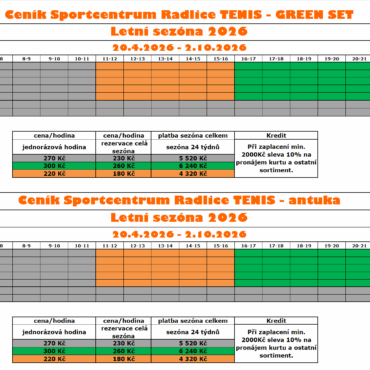 CENÍK PRO LETNÍ SEZÓNU 2026